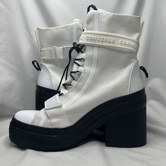 Converse All Star Chuck Taylor GR82 Platform Heel Boot Size 10 Womens White Shoe - Picture 5 of 14